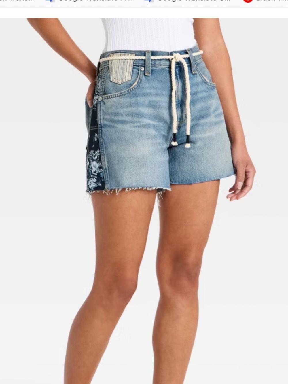 Universal Thread Patchwork Shorts w/ rope belt, Sz 10-- NWT